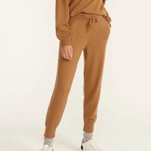 J. Crew Caramel Color Cashmere Cotton Blend Jogger Lounge Pants Sz XS Comfy Lux - Picture 1 of 12